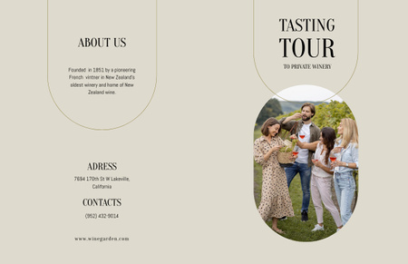 Wine Tasting Announcement with People in Garden Brochure 11x17in Bi-fold tervezősablon