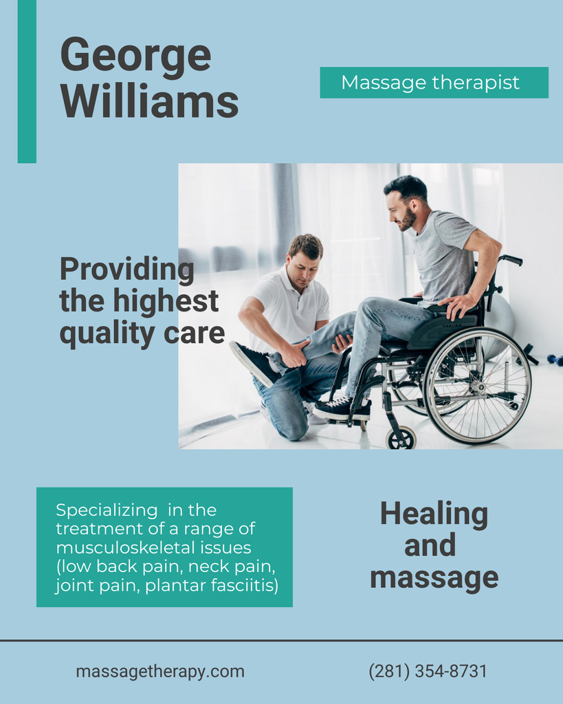 Massage Therapist Services Offer Poster 16x20in Design Template