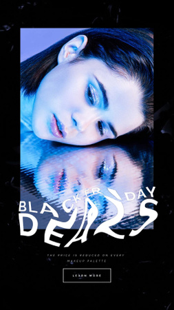Black Friday Sale with Woman in Neon Light Instagram Video Story Modelo de Design