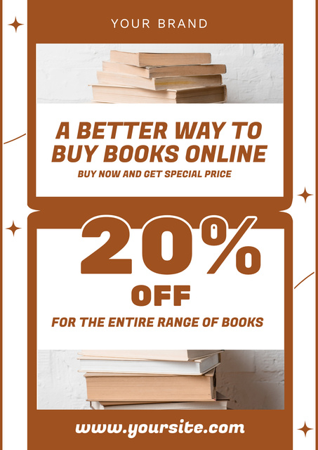 Sale in Online Bookstore Poster Design Template
