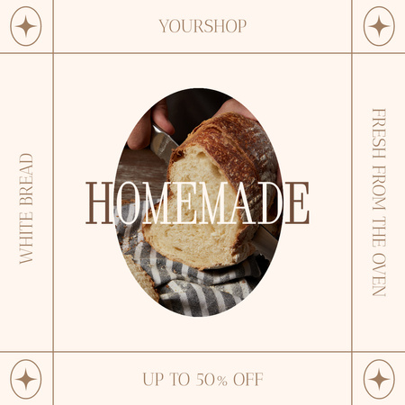 Ontwerpsjabloon van Instagram van Zelfgemaakte Vers Brood Detailhandel