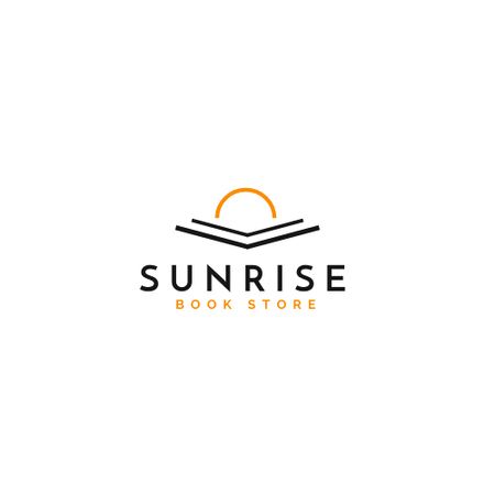 Open Book with Sun on Pages Logo Design Template