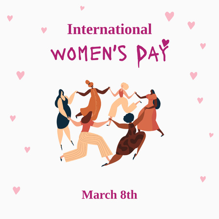 Παγκόσμια Ημέρα της Γυναίκας με Γυναίκες που Χορεύουν Instagram Πρότυπο σχεδίασης