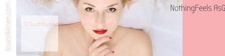 Modèle de visuel Luxury silk linen Ad with Attractive Woman - Twitter