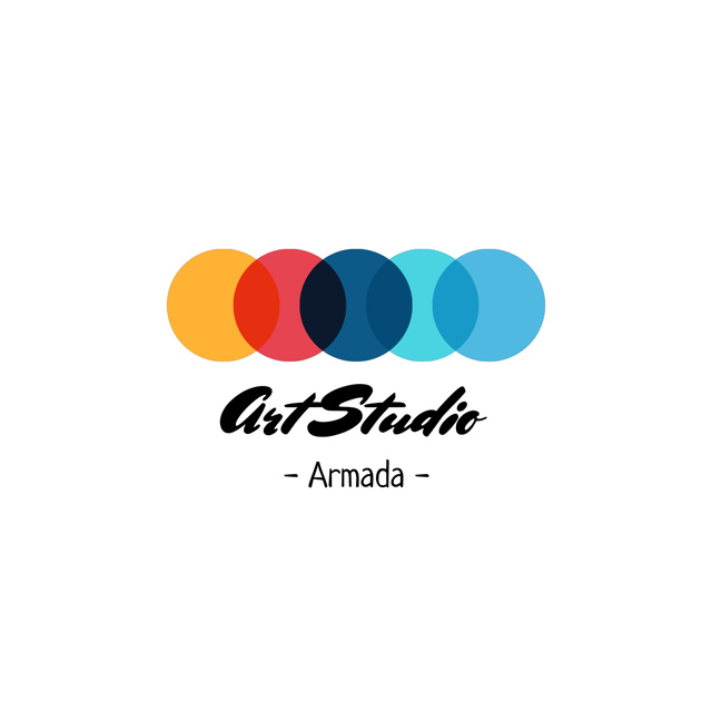Art Studio Ad with Colorful Circles Animated Logo tervezősablon
