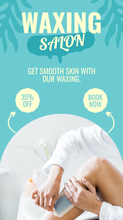 Advertising for Wax Hair Removal Salon on Blue Instagram Story Design Template