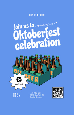 Oktoberfest Celebration With Lots Of Bottles Invitation 5.5x8.5in Modelo de Design