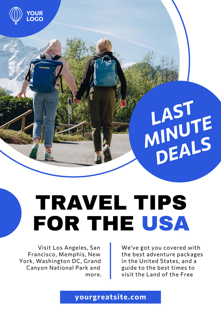 Tips for Tourists Traveling USA Poster Design Template