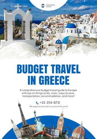 Travel Tour in Greece Poster 28x40in Design Template