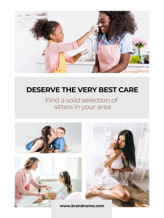 Tarjous lastenhoitopalveluista lastenhoitajien ja lasten kanssa Poster US Design Template