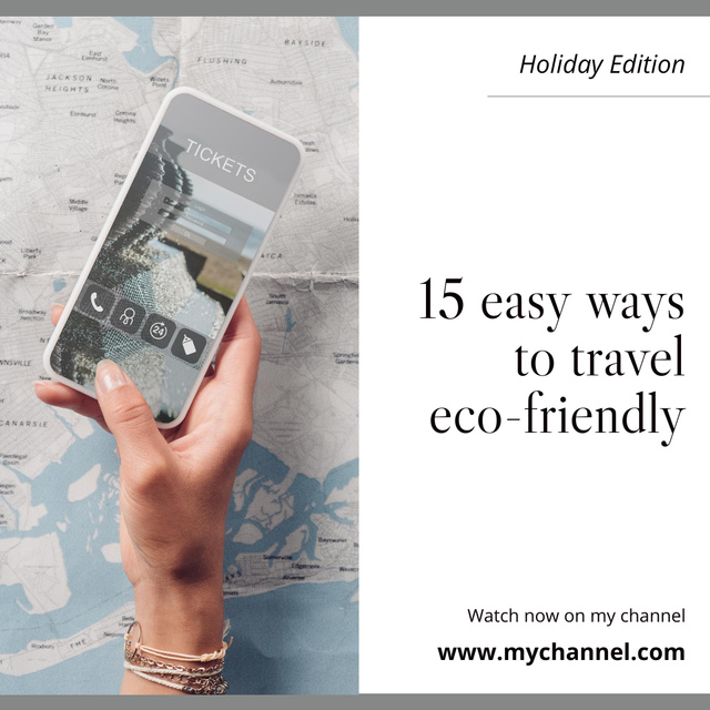 Holiday Tips for Ecofriendly Travelling Instagram – шаблон для дизайна