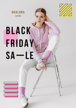 Black Friday Women's Clothing Deals Flyer A4 Design Template