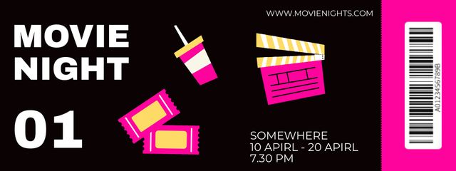 Movie Night Announcement Ticket – шаблон для дизайна