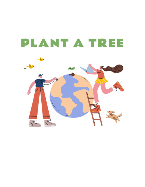 Eco Concept with People planting Tree T-Shirt tervezősablon