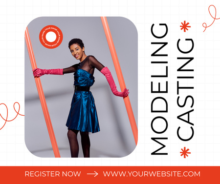 African American Woman in Blue at Model Casting Facebook Design Template