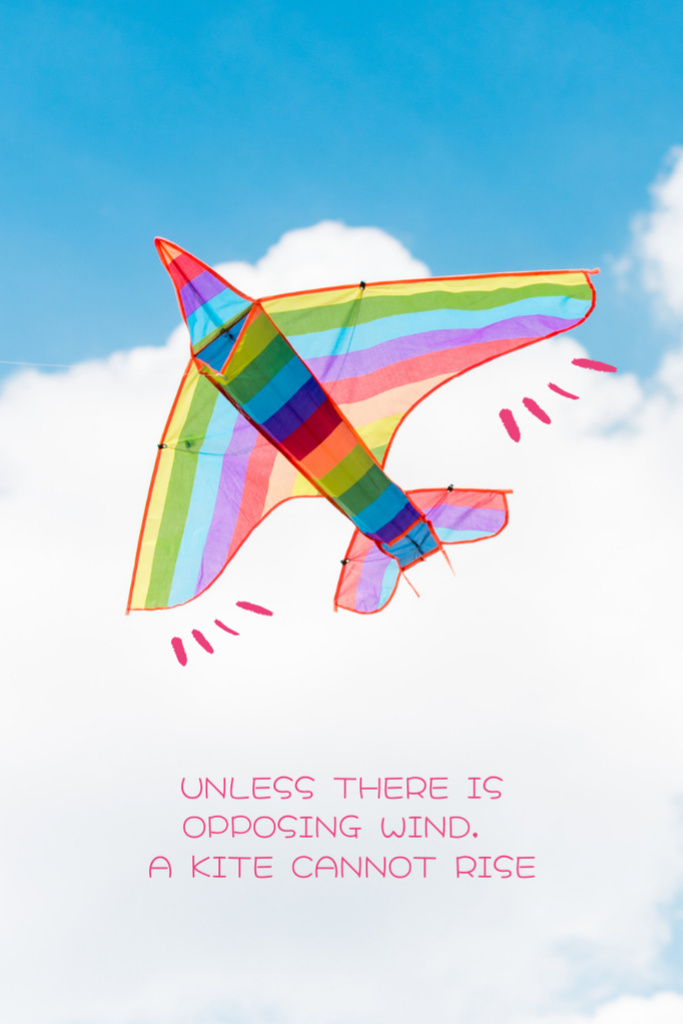 Inspirational Phrase With Rainbow Kite Postcard 4x6in Vertical Design Template