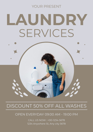 Ofereça descontos no serviço de lavanderia Poster Modelo de Design