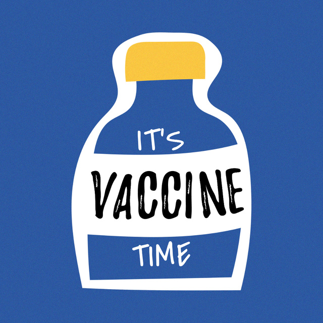 Virus Vaccination Announcement with Vaccine Bottle Instagram Design Template