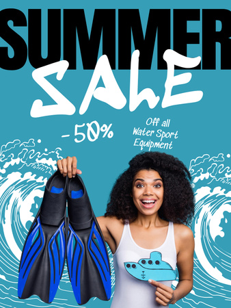 Summer Sale of Diving Accessories Poster 36x48inデザインテンプレート