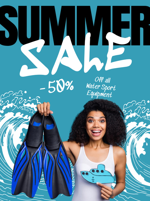 Summer Sale of Diving Accessories Poster 36x48in Šablona návrhu