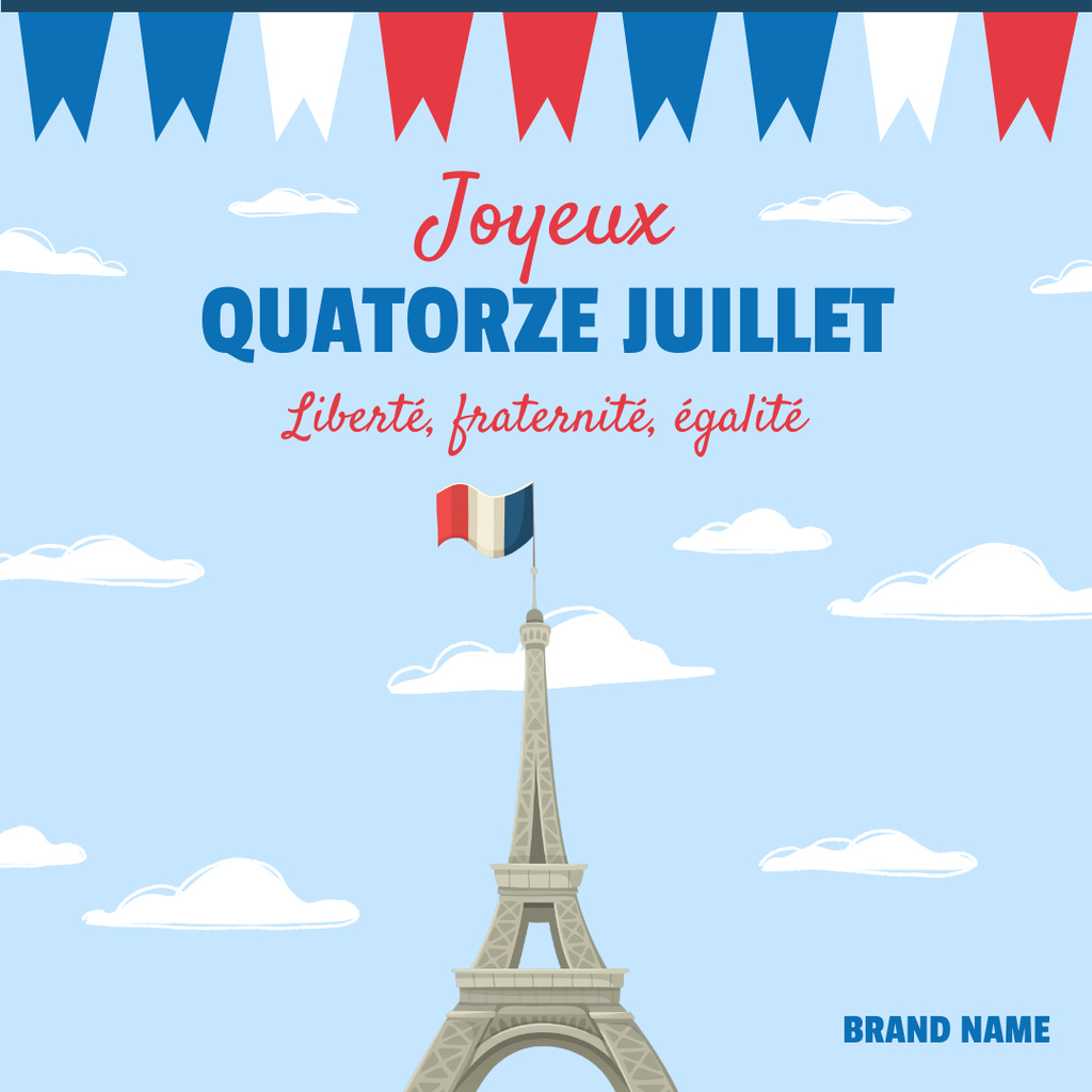 Plantilla de diseño de Happy France Day With Slogan And Symbol Instagram 