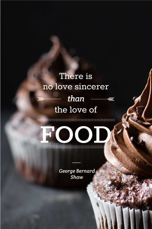 Delicious chocolate muffins with quote Pinterest Design Template