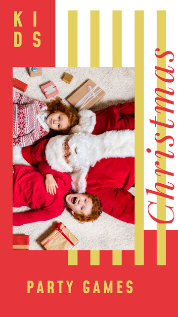 Kids and Santa Claus on Christmas Instagram Story Design Template