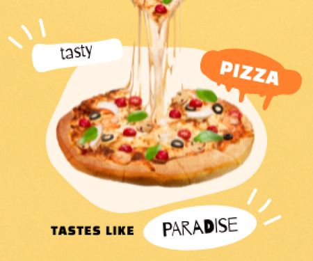 Delicious Pizza Offer Medium Rectangle Tasarım Şablonu
