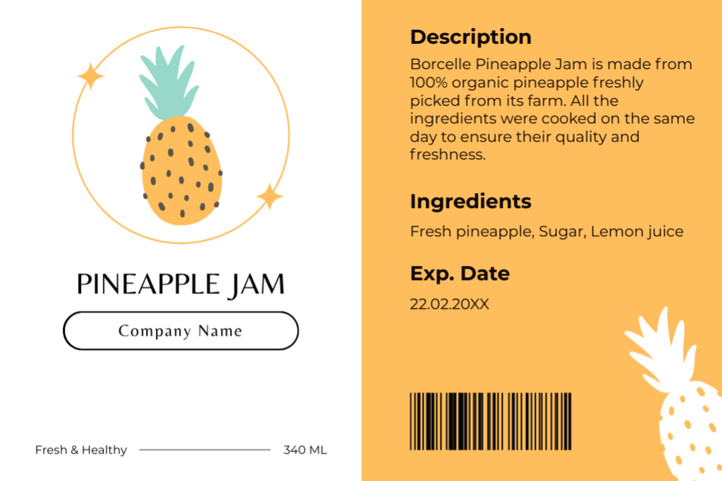 Pineapple Jam Retail Label Πρότυπο σχεδίασης