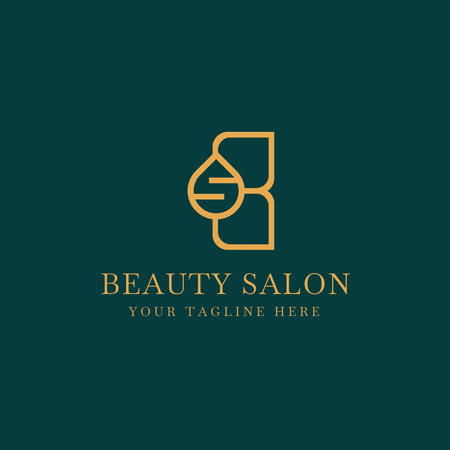 Emblem of Beauty Salon on Green Logo Design Template
