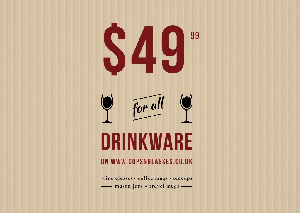 Ontwerpsjabloon van Card van Drinkware Sale Offer