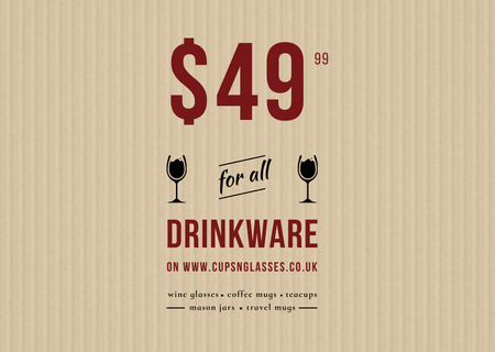 Platilla de diseño Drinkware Sale Offer Card