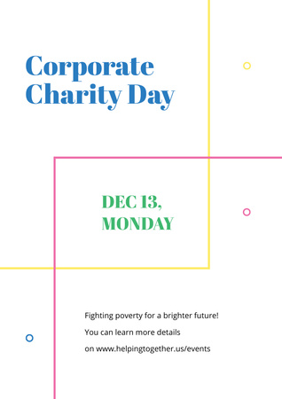 Corporate Charity Day Announcement Poster A3 Design Template