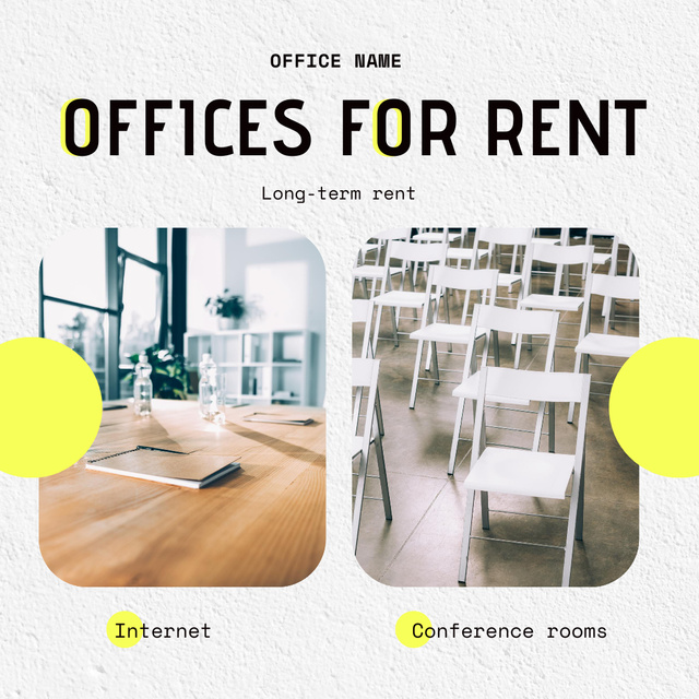 Designvorlage Long-term Offer Corporate Office Space to Rent für Instagram AD