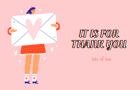 Благодарная цитата с женщиной, получающей большой конверт Thank You Card 5.5x8.5in – шаблон для дизайна