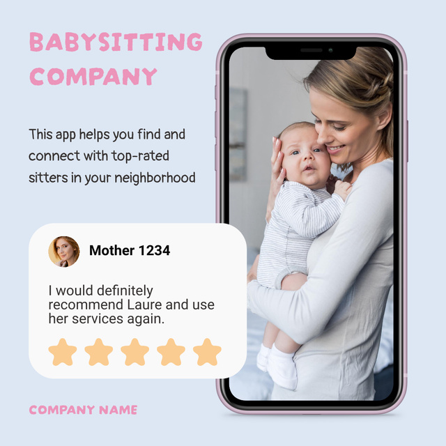 Babysitting Company Services for Newborns Instagram Design Template
