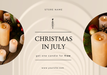 Merry Christmas in July with Candles Postcard A5 Πρότυπο σχεδίασης