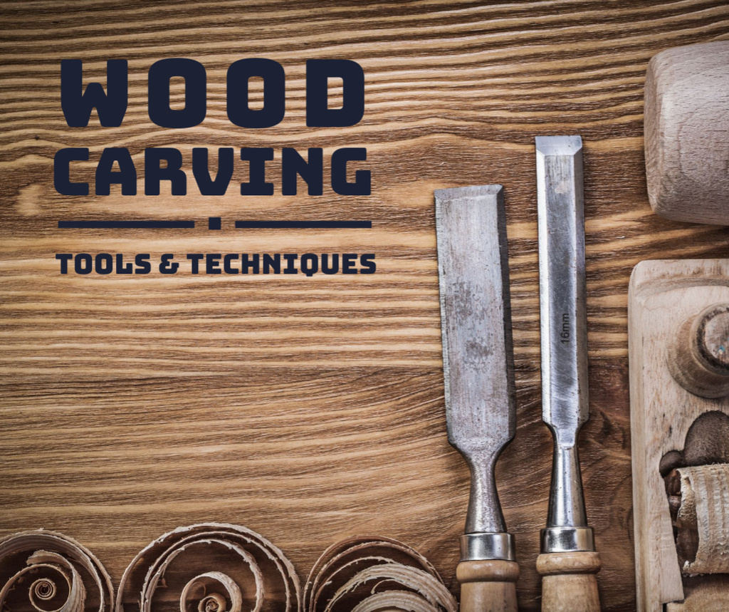 Ontwerpsjabloon van Facebook van Wood carving tools and techniques