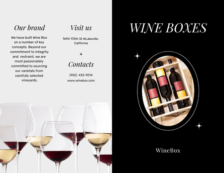 Wine Tasting Announcement with Wine Bottles Brochure 8.5x11in Bi-fold Design Template