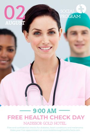 Health Check Invitation Smiling Female Doctor Tumblr Modelo de Design