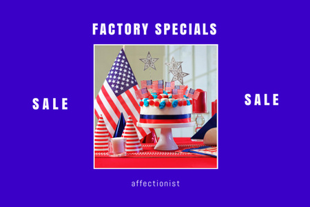 USA Independence Day Festive Cake Sale Offer Postcard 4x6in Design Template