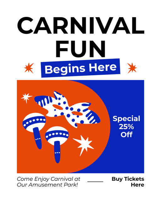 Fun-filled Carnival With Discount On Admission Instagram Post Vertical Πρότυπο σχεδίασης