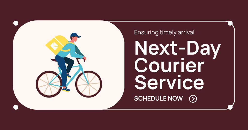 Next-Day Courier Services Promo on Maroon Layout Facebook ADデザインテンプレート
