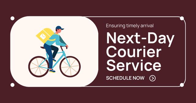 Next-Day Courier Services Promo on Maroon Layout Facebook ADデザインテンプレート