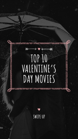Valentine's Movies Ad with Romantic Couple under Umbrella Instagram Story Design Template