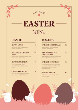 Special Easter Meals Offer with Colorful Eggs Menu Design Template