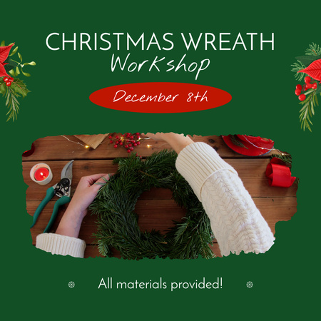 Platilla de diseño Announcement of Christmas Wreath Workshop Animated Post