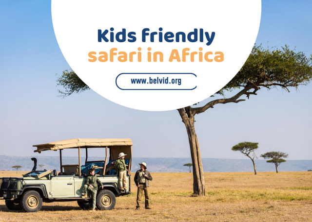 Ontwerpsjabloon van Flyer 5x7in Horizontal van Remarkable Safari Trip Promotion For Family With Car