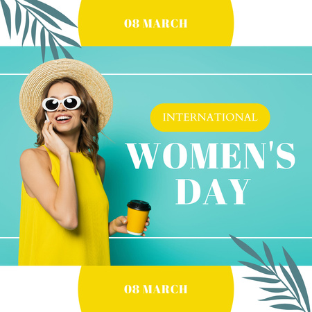 Woman in Bright Outfit on International Women's Day Instagram Design Template