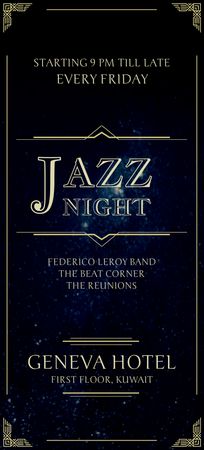 Jazz Night Invitation on Night Sky Flyer 3.75x8.25in Design Template